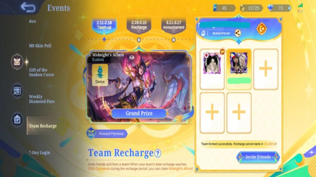 Mobile Legends diamond recharge milestone progression bar