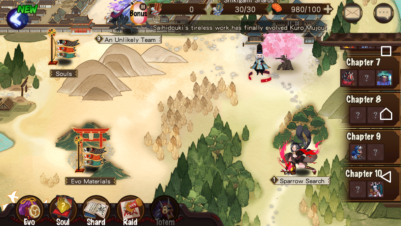 Antarmuka tantangan Secret Zone Onmyoji