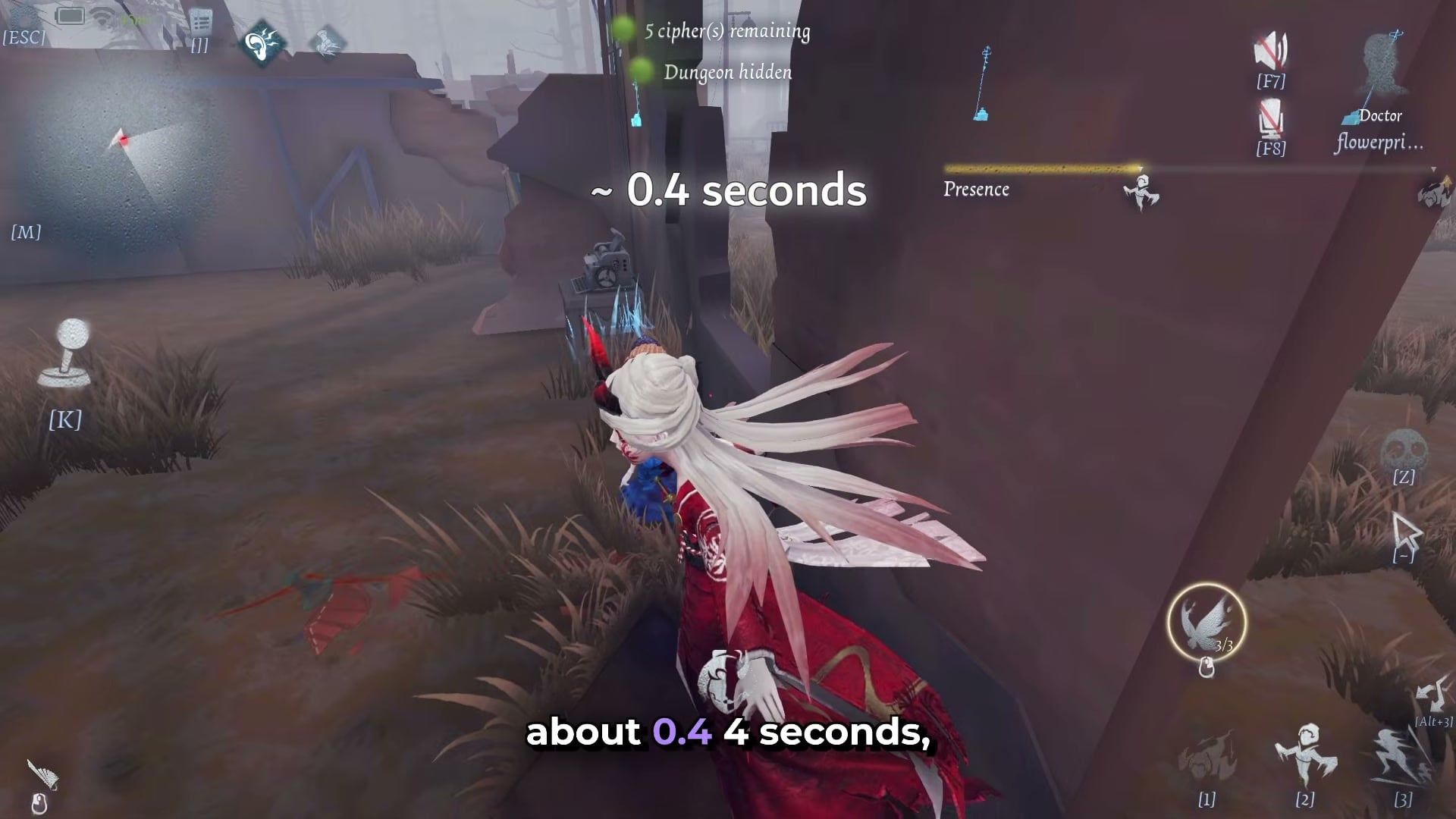 Geisha delayed dash 0.4 seconds through wall