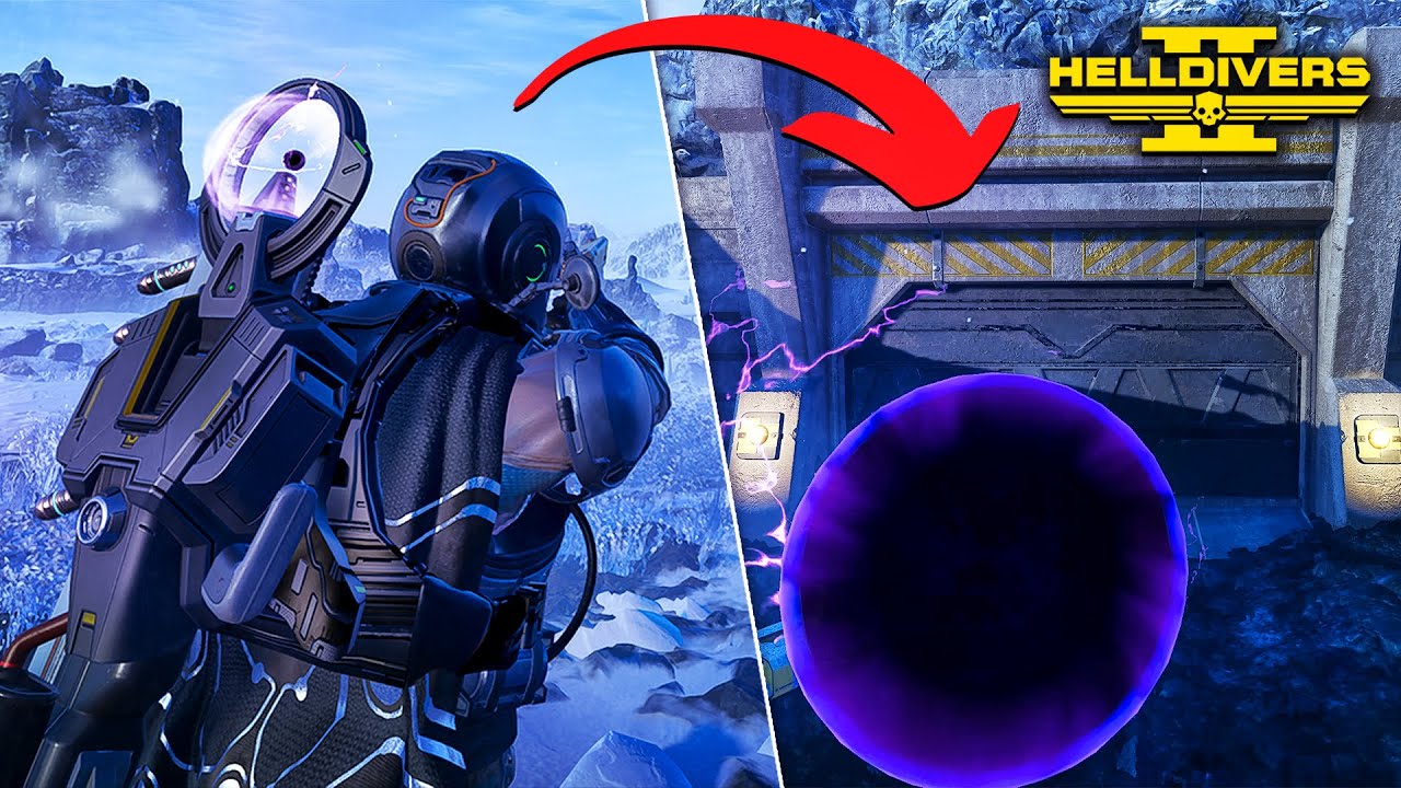 Player character using Warp Pack to enter a two-person friendship bunker in Helldivers 2